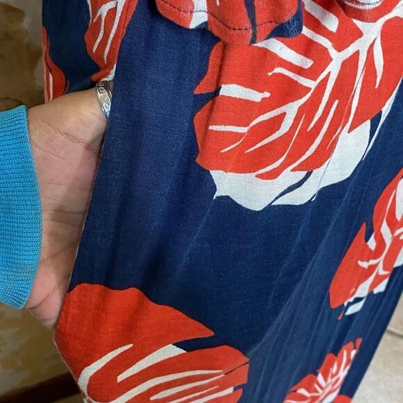 187. Lucky Brand Strapless Maxi Dress - Small - Navy Blue/Orange - Boho Chic - Picture 4 of 12